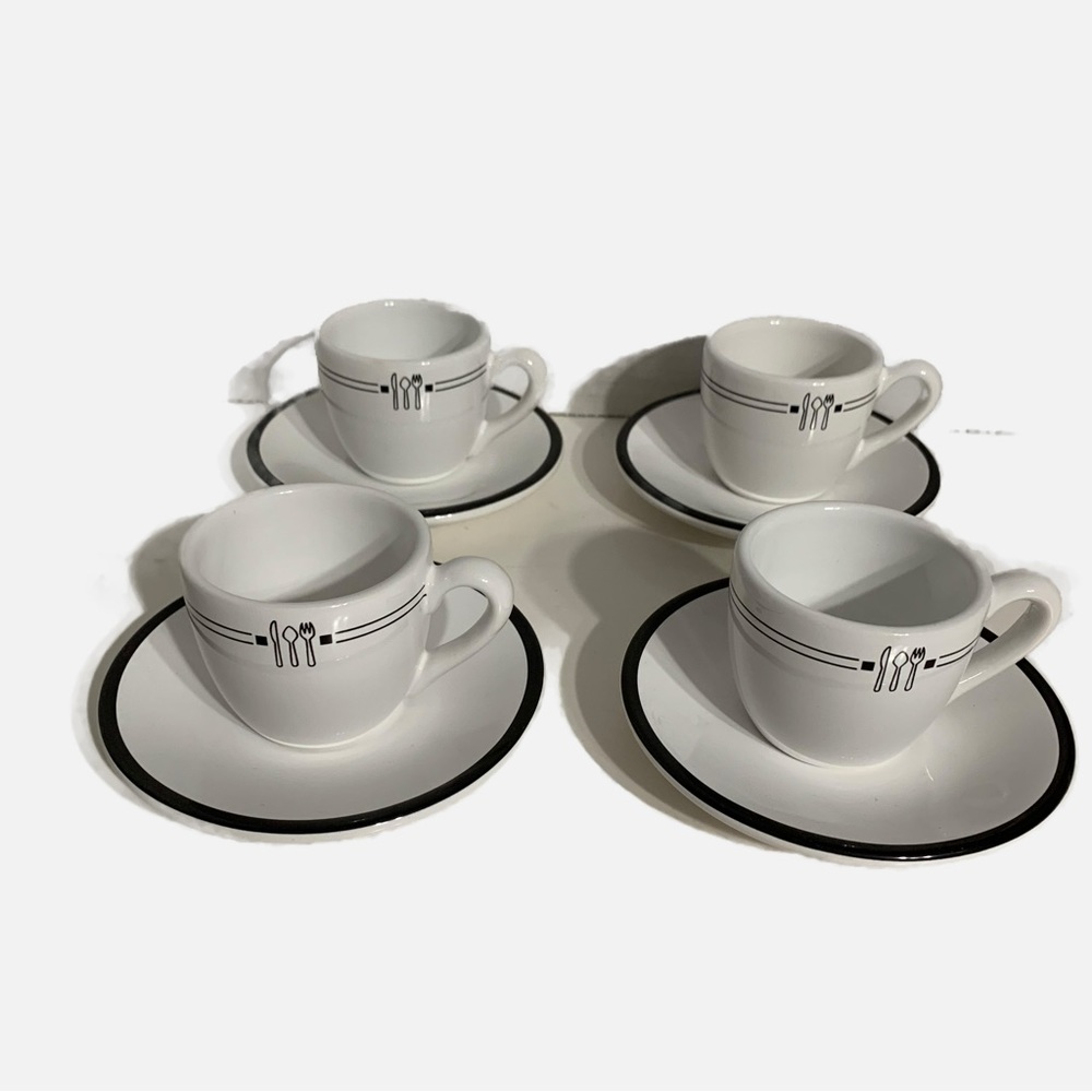 Emeril W. C. Designs Earthenware Utensils Espresso with Saucers ☕️ Set of Four